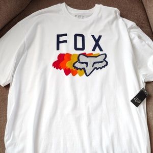 Mens FOX Racing T-shirt White Short-Sleeve Graphic